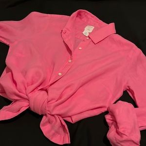PINK 🌸J CREW “pink “linen button down ladies 10T